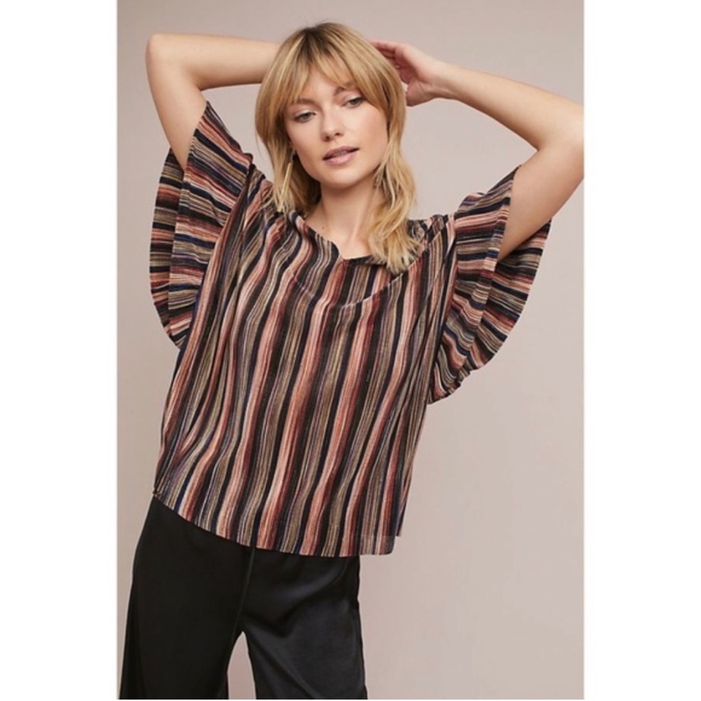 ANTHROPOLOGIE Vanessa Virginia Striped Shimmer Dolman Top